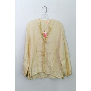 Banditas From Marseille womens ivory Long-Sleeve Blouse 100% Linen NEW XL